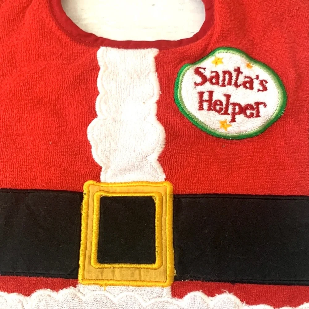 Baby Christmas Bib Terry Cloth Santa Helper Holiday Print Kids2Grow NEW